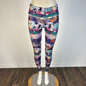 ❤️ Onzie S/M Patchwork Floral Paisley Yoga Leggings High Rise Athletic